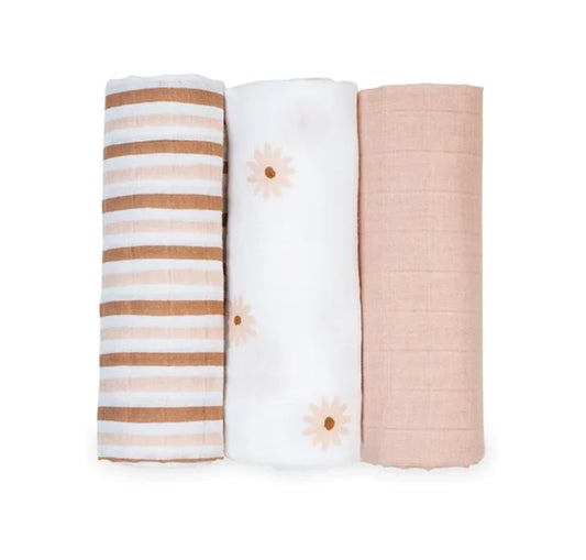 LULUJO MINI MUSLIN RECEIVING BLANKETS (SET OF 3)