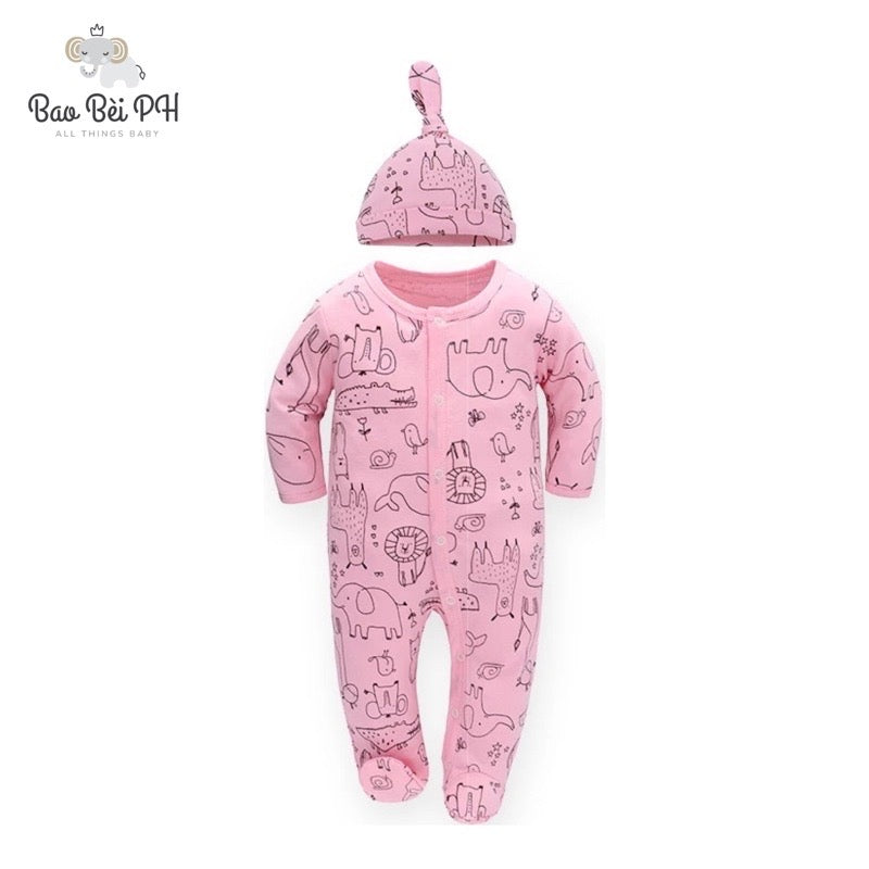 Bao Bei PH Coby Frogsuit with Matching Hat for Newborn Baby 0-3 Months 100% Cotton