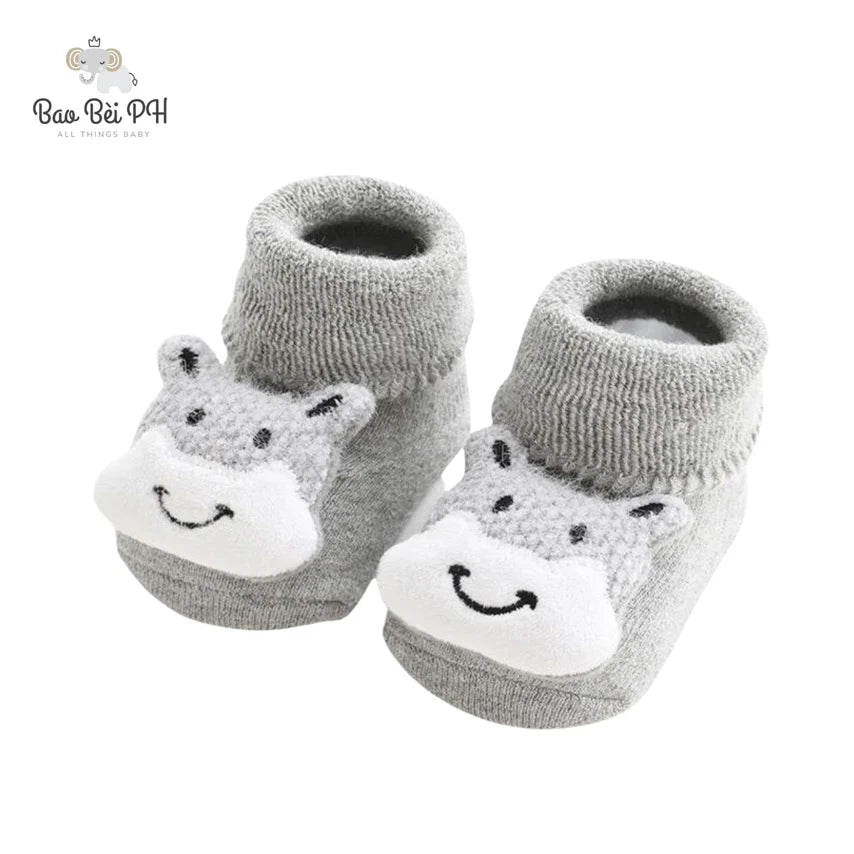 Bao Bei PH Kali Baby Socks for Newborn 0-12 Months Soft Cotton Anti-Skid Bottom Footwear for Infant