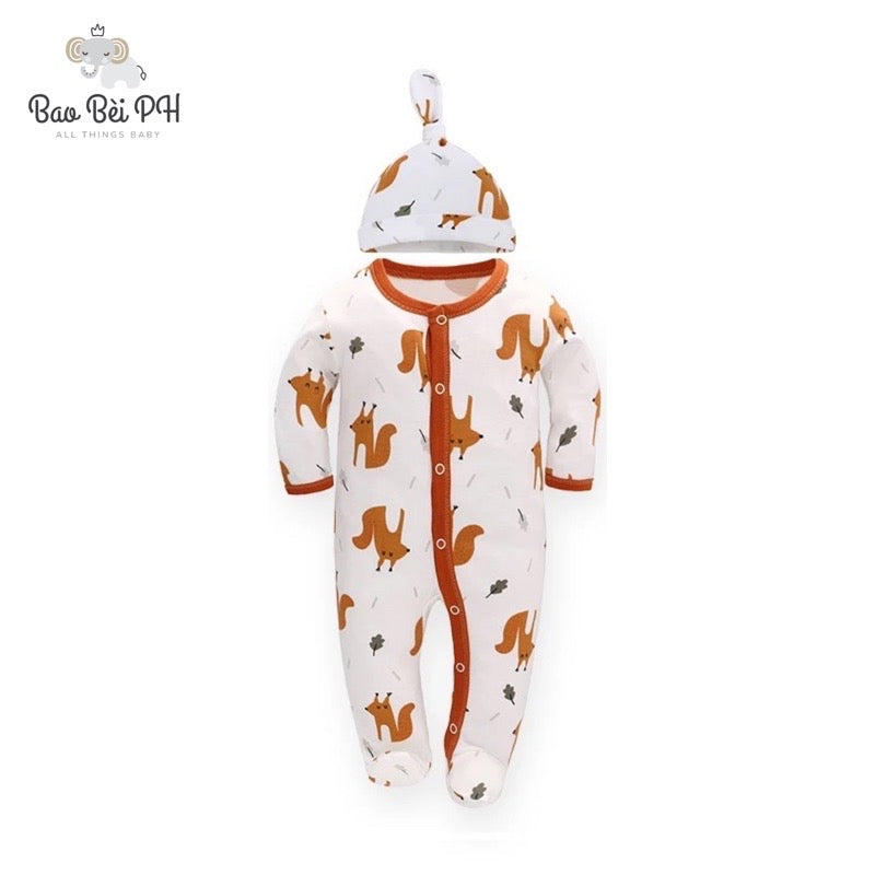 Bao Bei PH Coby Frogsuit with Matching Hat for Newborn Baby 0-3 Months 100% Cotton