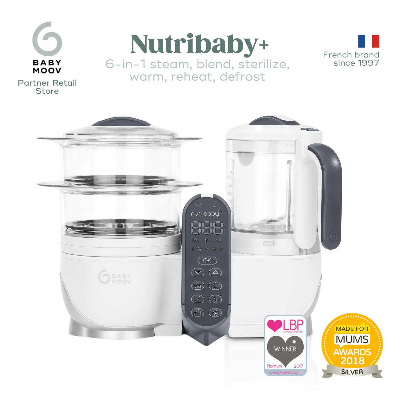 Babymoov Nutribaby+ 6-In-1 Multi-Purpose Baby and Adult Food Processor