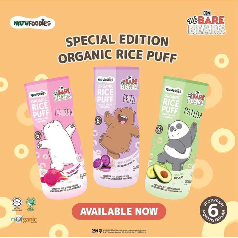 Natufoodies Organic Rice Puff We Bare Bears Edition