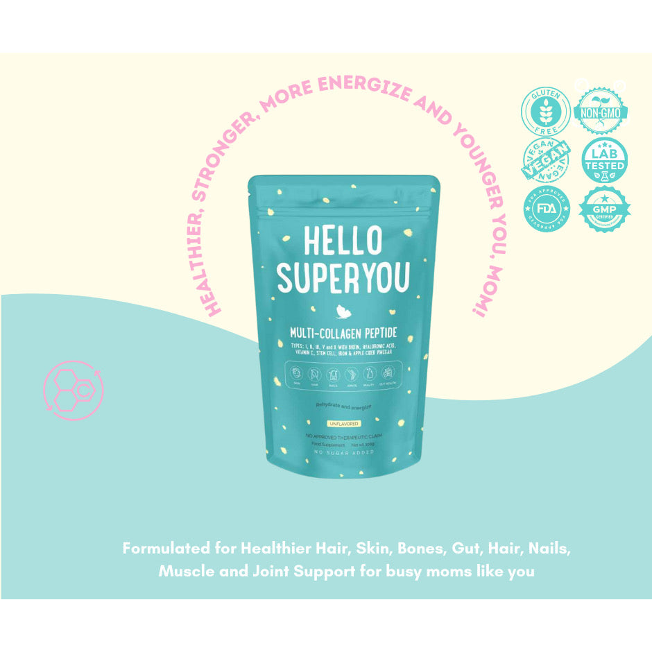 Hello, Superyou Collagen Peptide with Biotin, Vitamin C, Hyaluronic Acid, ACV for optimum health