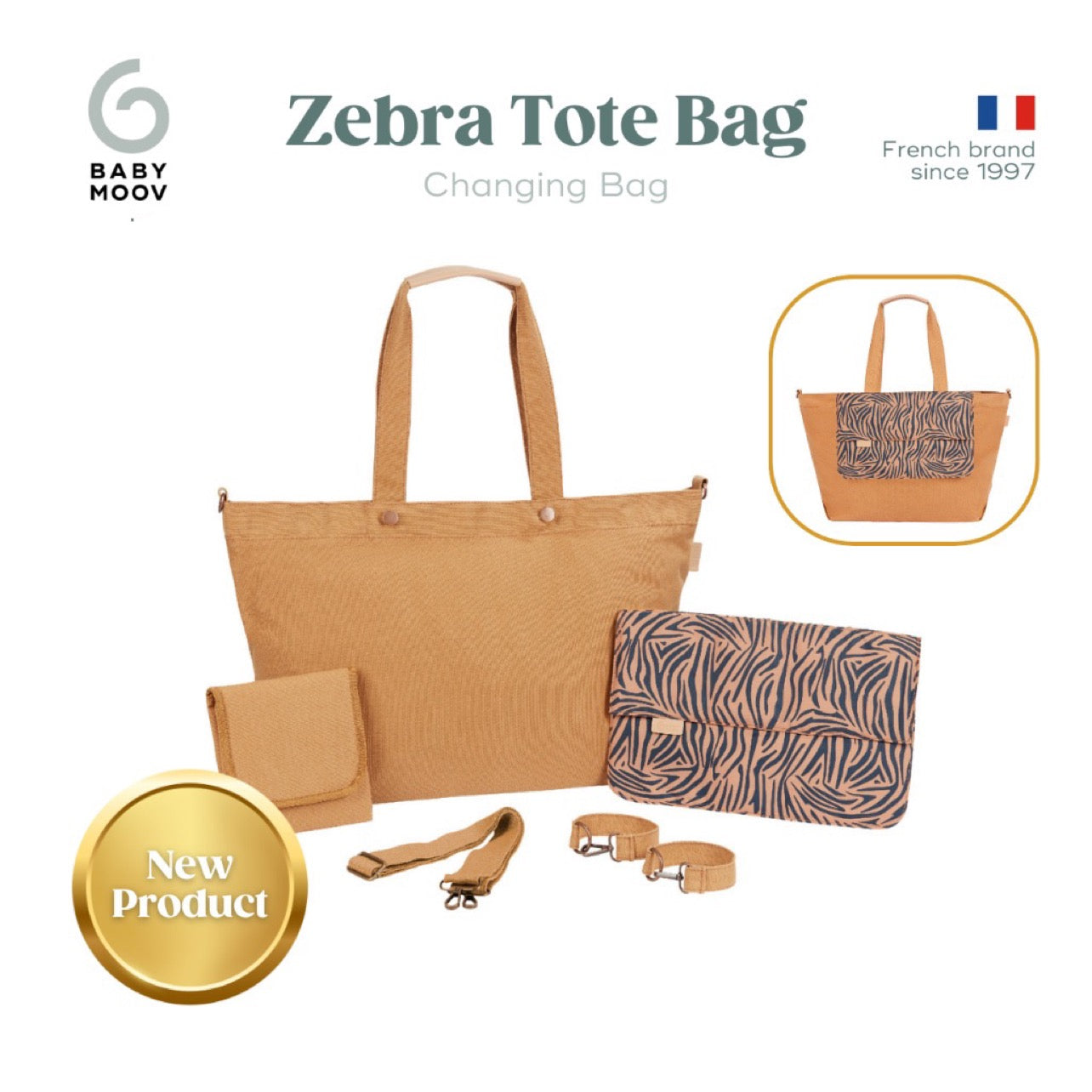 Babymoov Diaper Tote Bag w/ Accessories (Changing mat, pushchair clips and a shoulder strap)