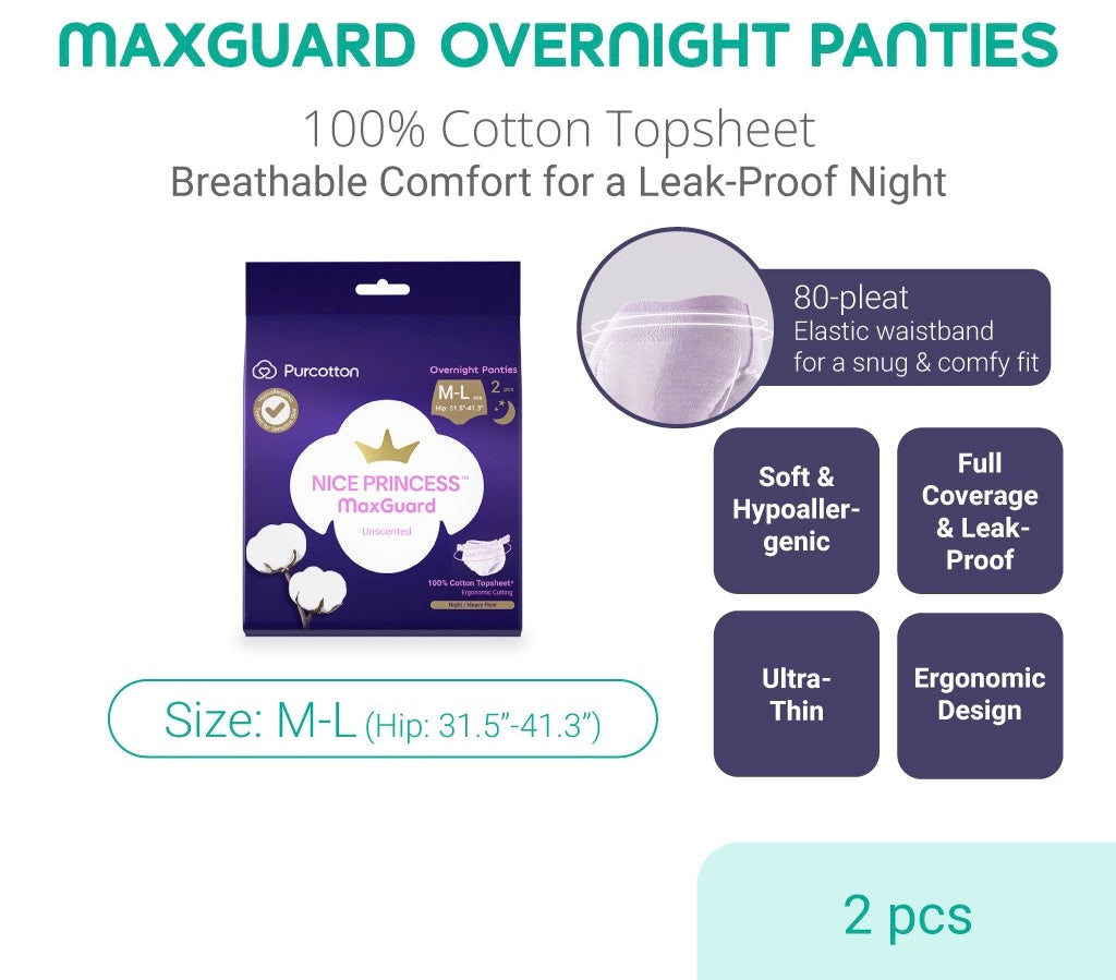 Purcotton MaxGuard Unscented Overnight Panties 2 pcs