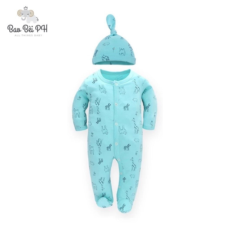 Bao Bei PH Coby Frogsuit with Matching Hat for Newborn Baby 0-3 Months 100% Cotton