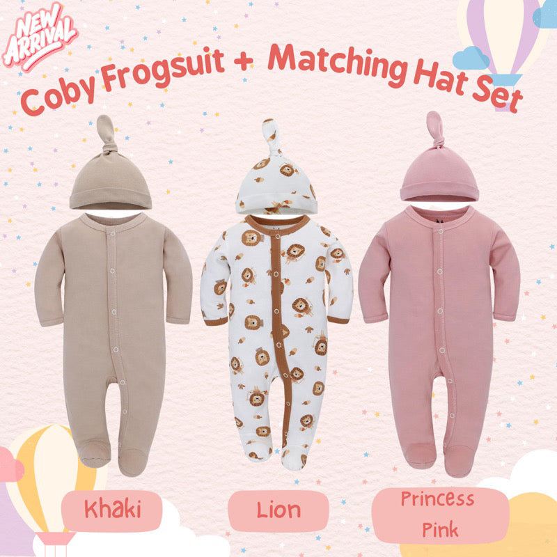 Bao Bei PH Coby Frogsuit with Matching Hat for Newborn Baby 0-3 Months 100% Cotton