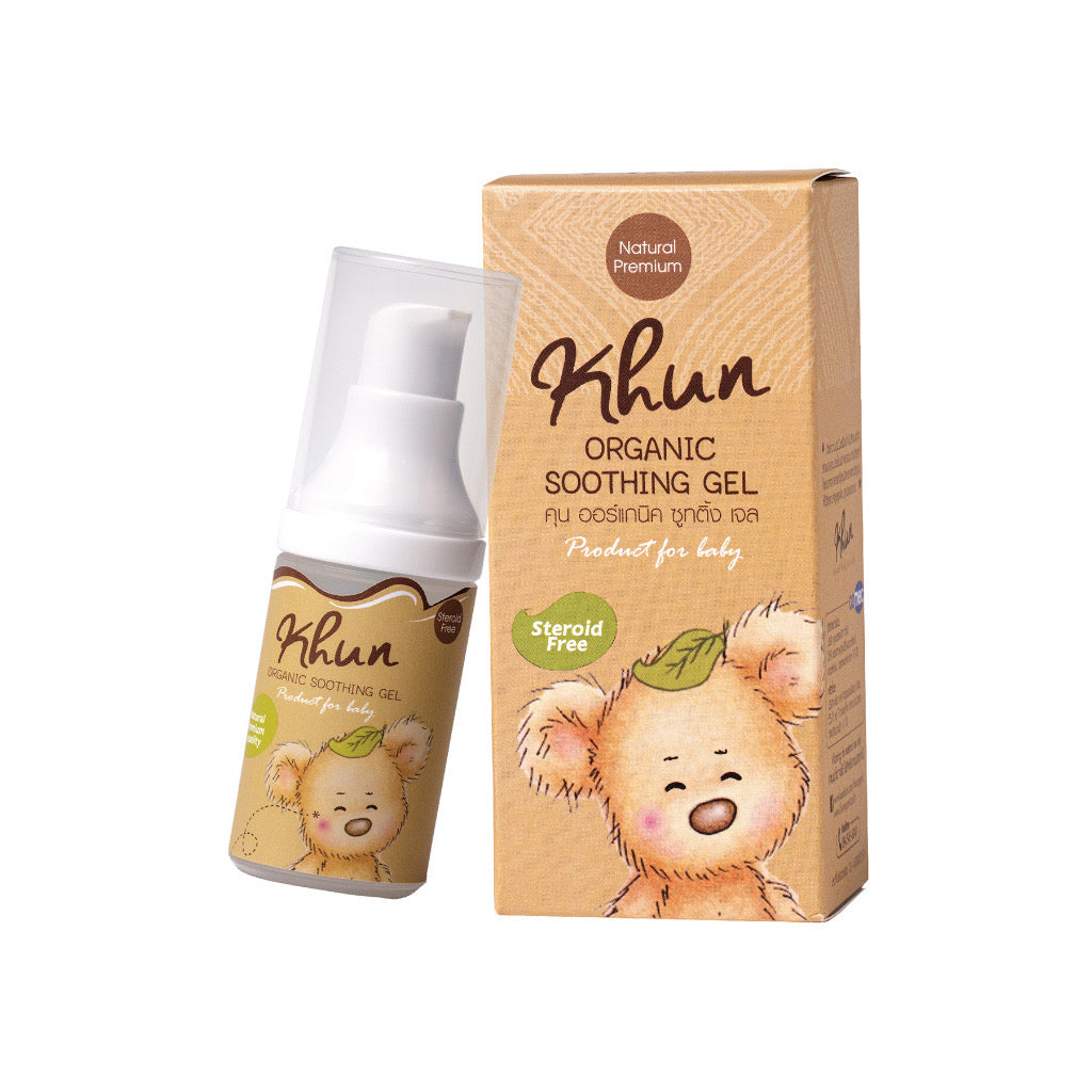 Khun Organic Anti Itch Soothing Gel bug bite, mosquito bite non-toxic steroid-free