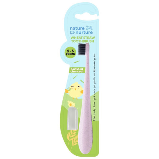 Nature to Nurture Wheat Straw Bamboo Charcoal Toothbrush 1-3 yrs old with cover