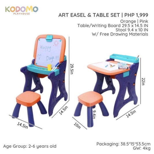 KODOMO PLAYHOUSE ART EASEL AND TABLE SET