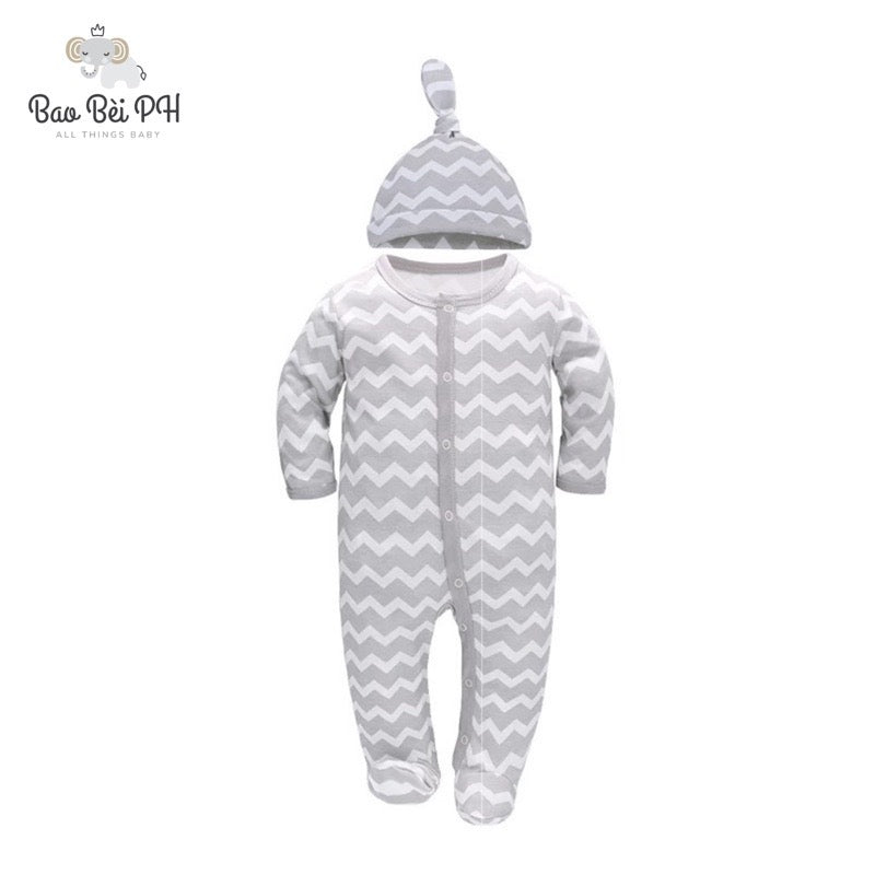 Bao Bei PH Coby Frogsuit with Matching Hat for Newborn Baby 0-3 Months 100% Cotton