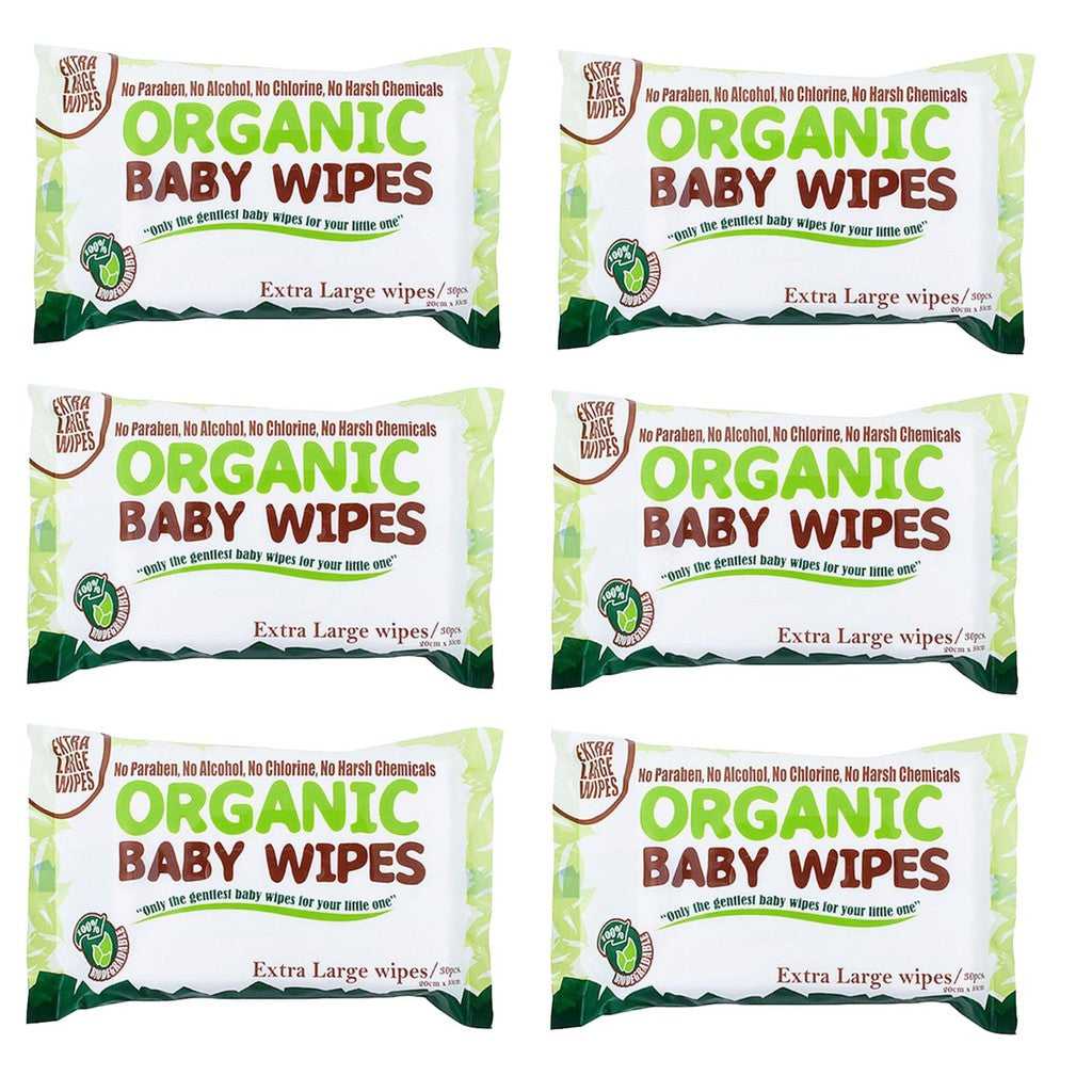 Organic Baby Wipes 30s XL pack of 6