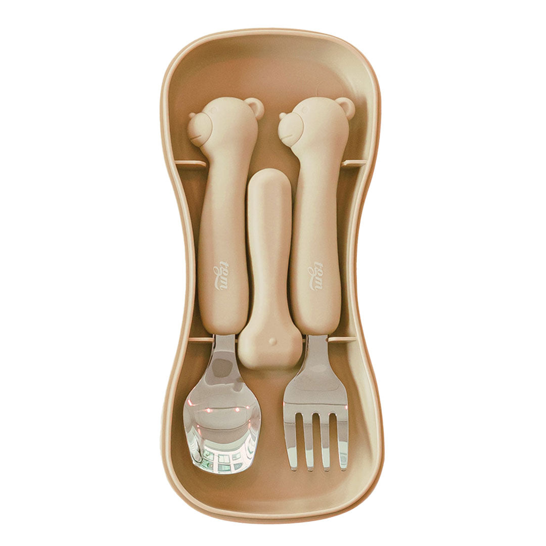 TGM Stainless Toddler Spoon & Fork Set with Silicone Handle