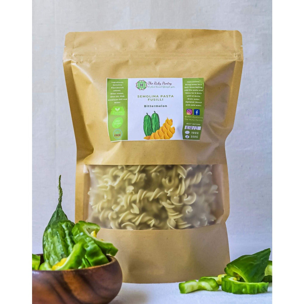 The Ruby Pantry Semolina Veggie Fusilli Pasta in Kraft Pouch (Vegan, Plant Based, Soy Free)