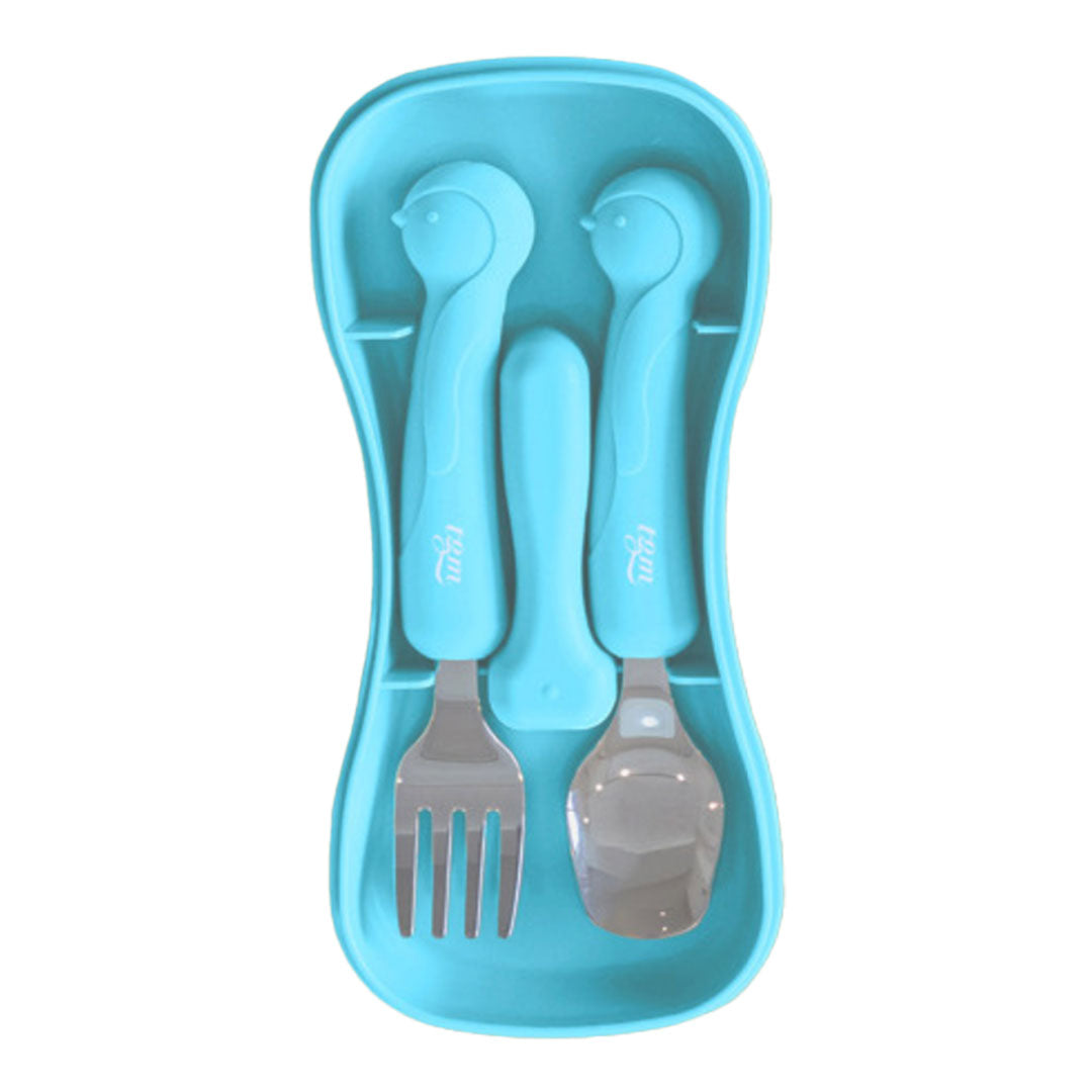 TGM Stainless Toddler Spoon & Fork Set with Silicone Handle