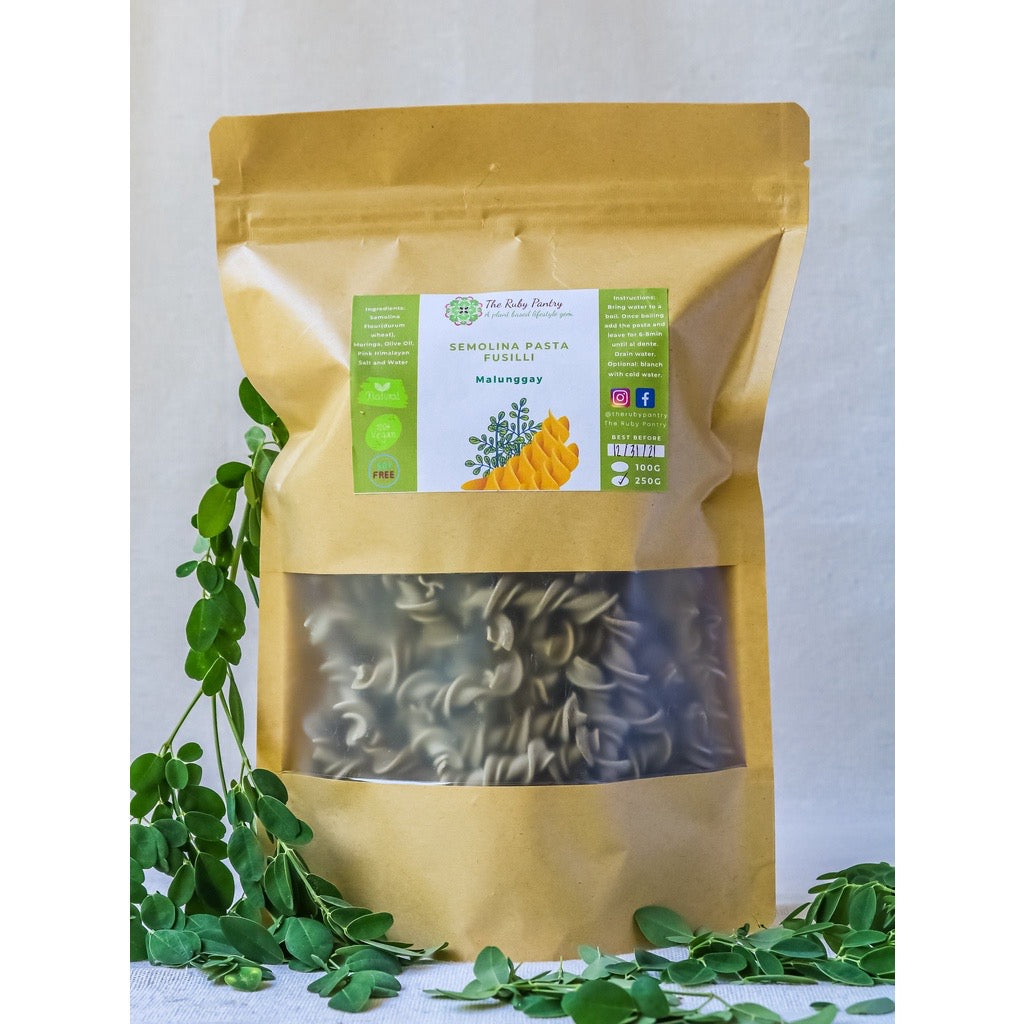 The Ruby Pantry Semolina Veggie Fusilli Pasta in Kraft Pouch (Vegan, Plant Based, Soy Free)