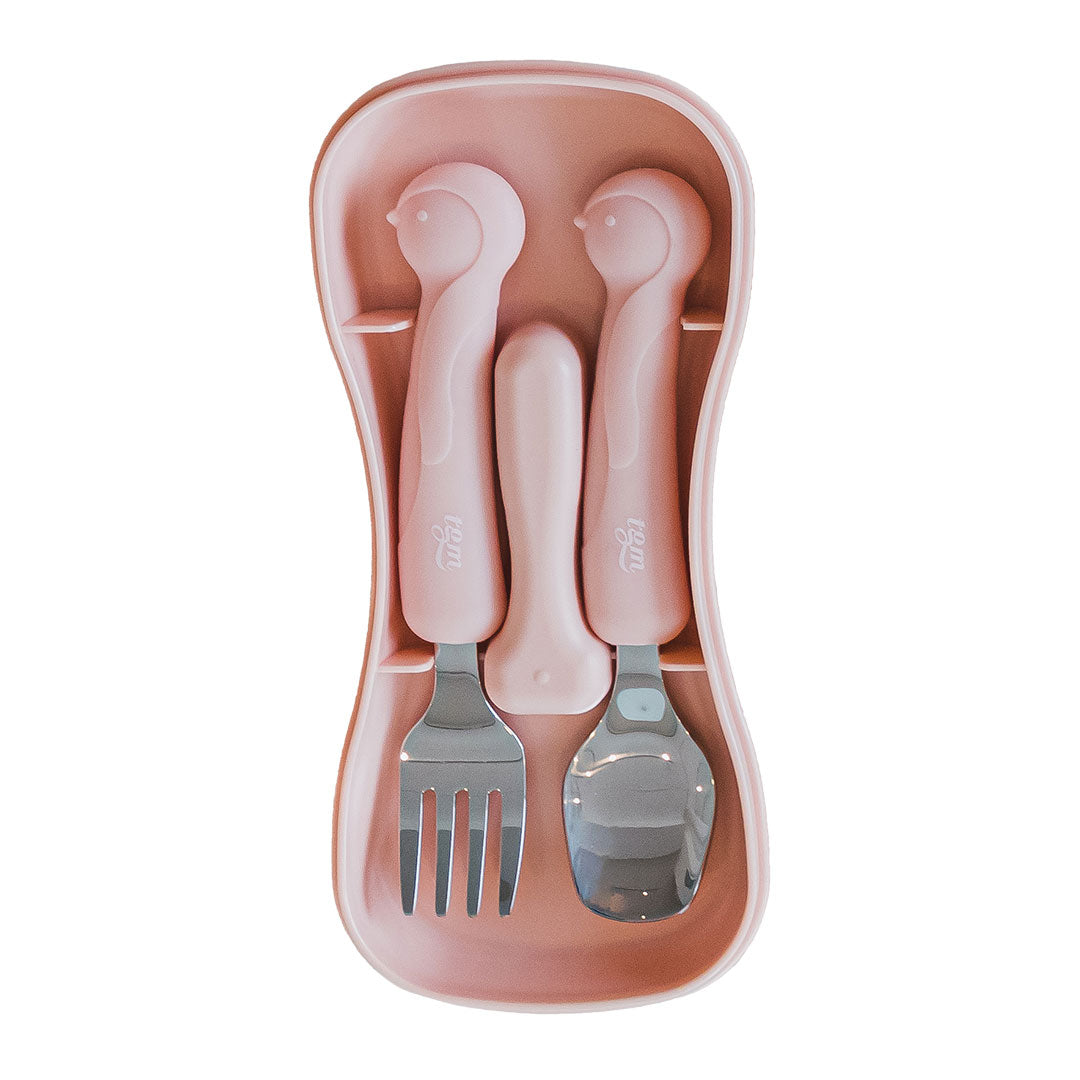 TGM Stainless Toddler Spoon & Fork Set with Silicone Handle