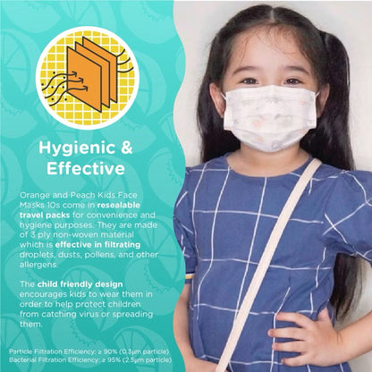 Orange and Peach Disposable Facemask Protective 3-ply Face Mask for Kids