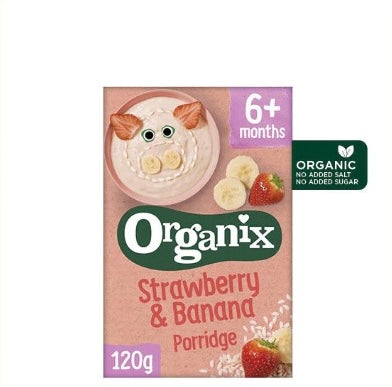 Organix Baby Food Strawberry & Banana Porridge 120g [6 mos+] (Organic, No Added Sugar)