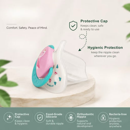 Momeasy Orthodontic Baby Soother Pacifier for Newborn & Up Baby Pacifier with Protective Cap