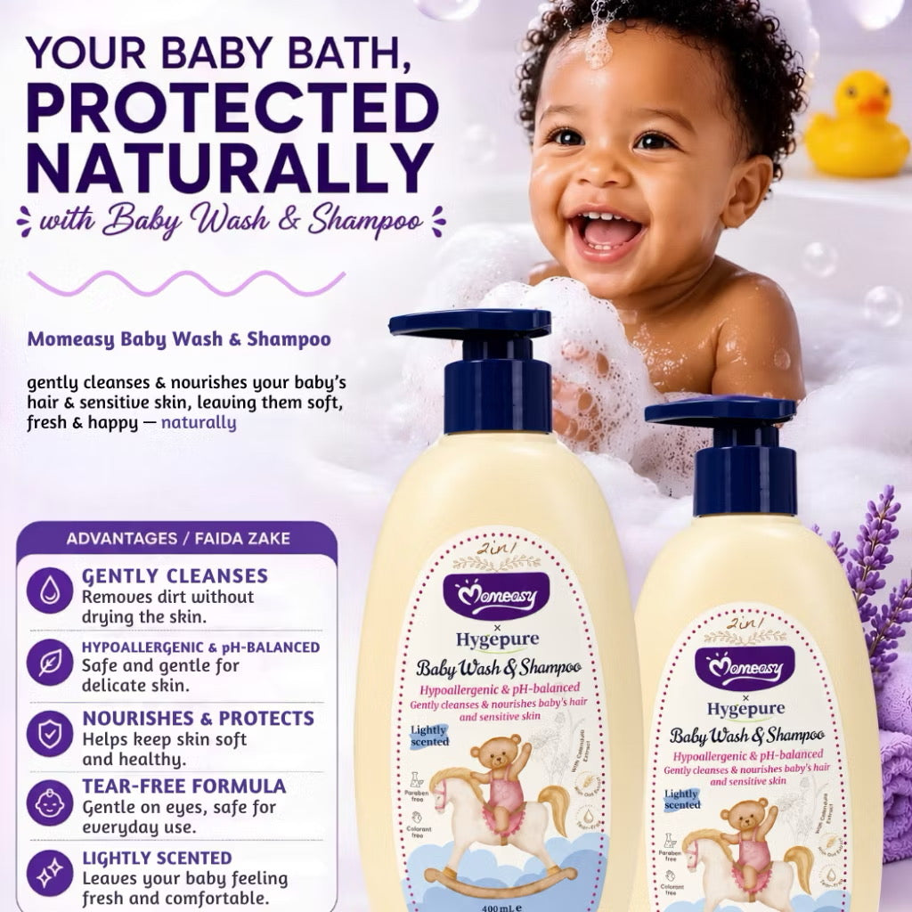 Momeasy x Hygepure Liquid Baby & Kids Wash & Shampoo Hypoallergenic with Calendula & Oat Tear-Free