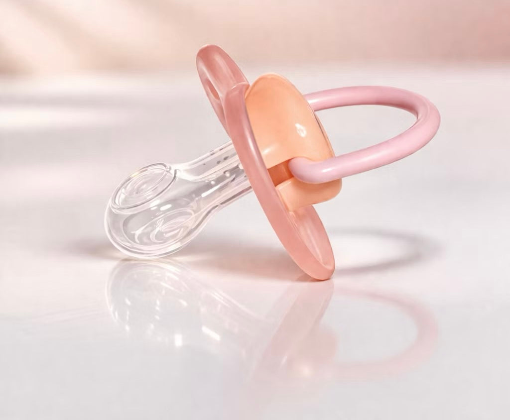 Momeasy Physiological Flathead Baby Pacifier with Safety Clip-On for 6+M Anti-Colic Baby Soother