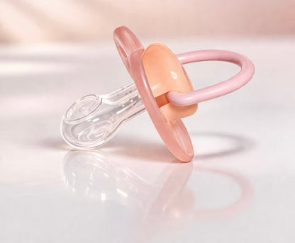 Momeasy Physiological Flathead Baby Pacifier with Safety Clip-On for 6+M Anti-Colic Baby Soother