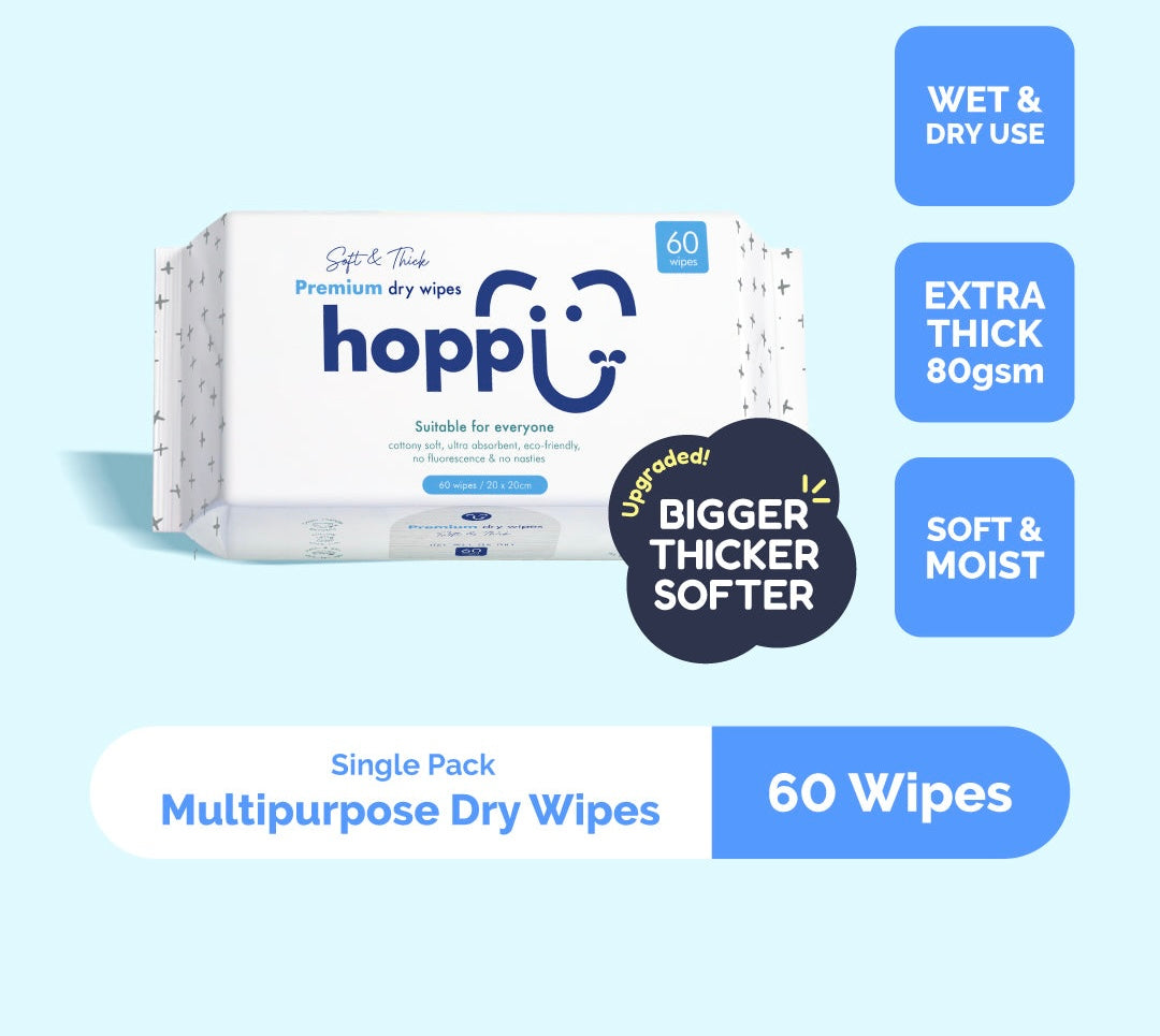 Hoppi Premium Cleaning Dry Wipes - 60 Sheets (1 pack)