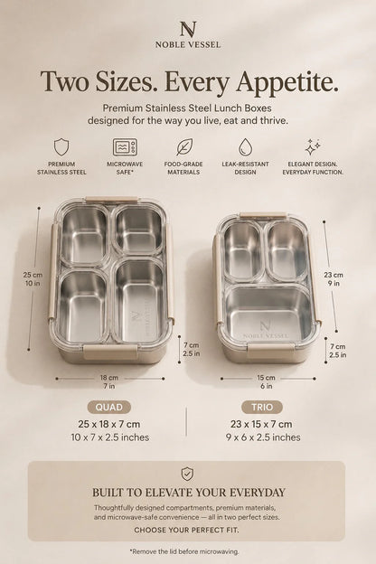 Noble Vessel Premium Stainless Steel Lunch Box in Nourish Quad