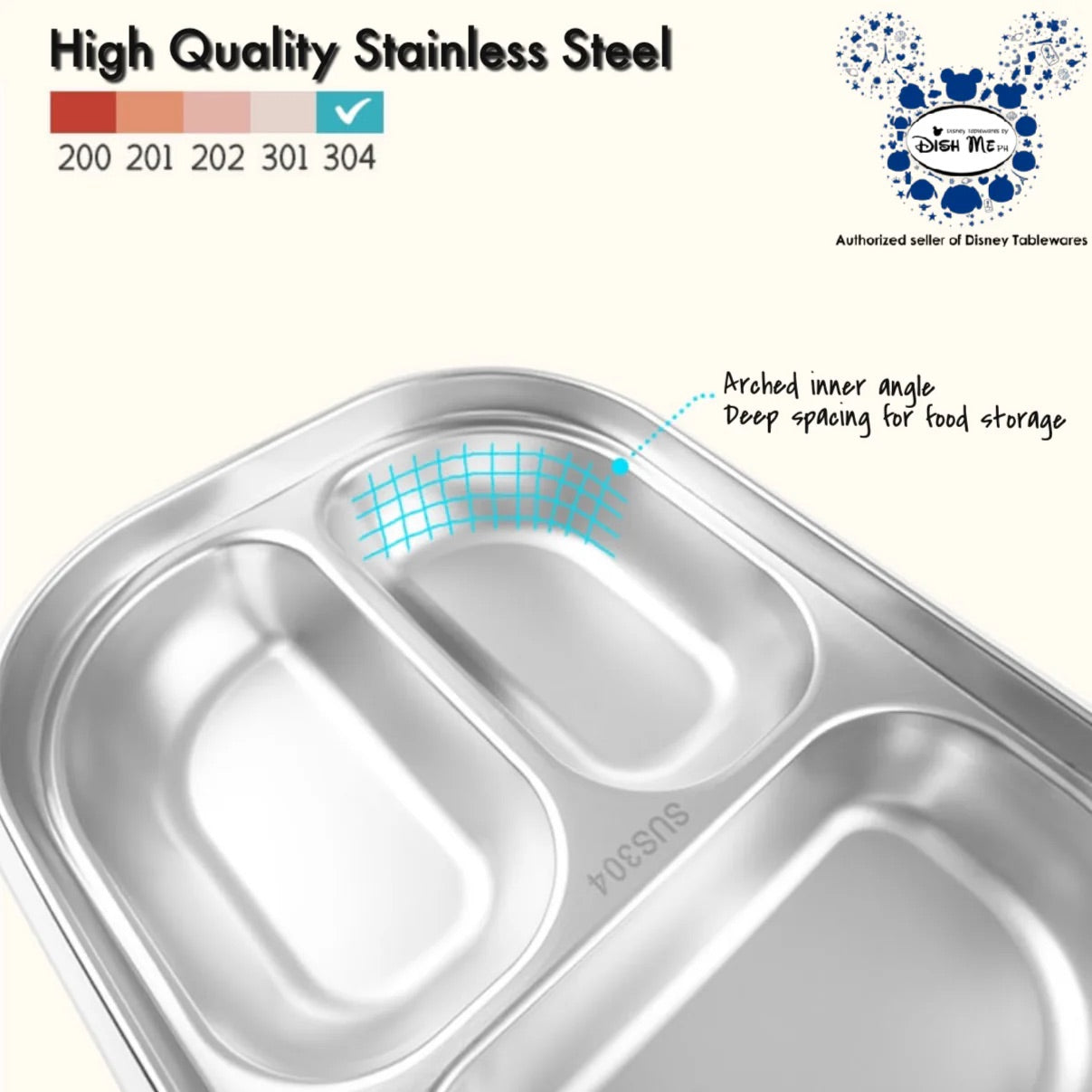 Dish Me Disney 3 Grid Stainless Lunch Box