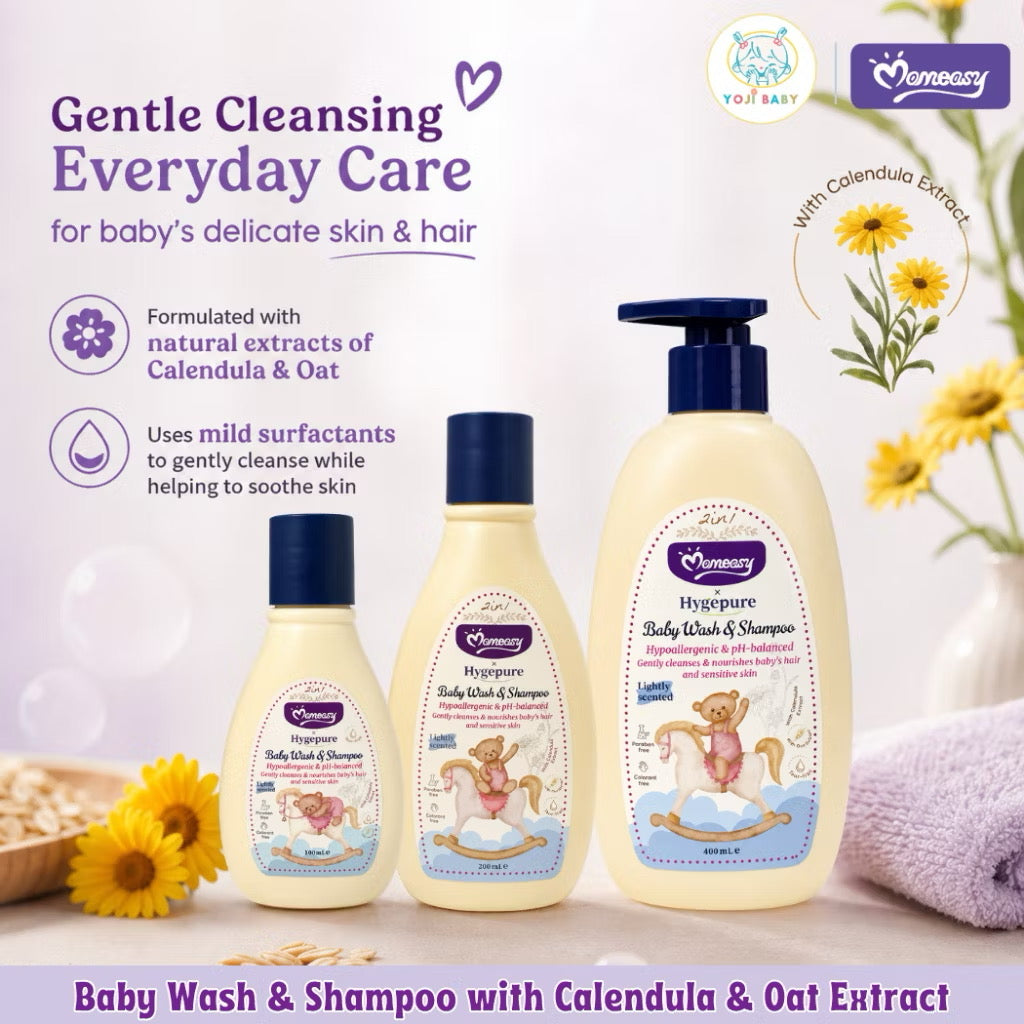 Momeasy x Hygepure Liquid Baby & Kids Wash & Shampoo Hypoallergenic with Calendula & Oat Tear-Free