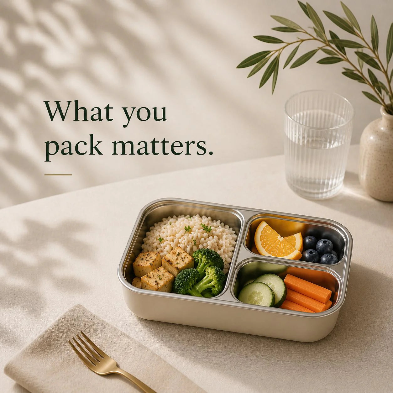 Noble Vessel Premium Stainless Steel Lunch Box in Nourish Quad