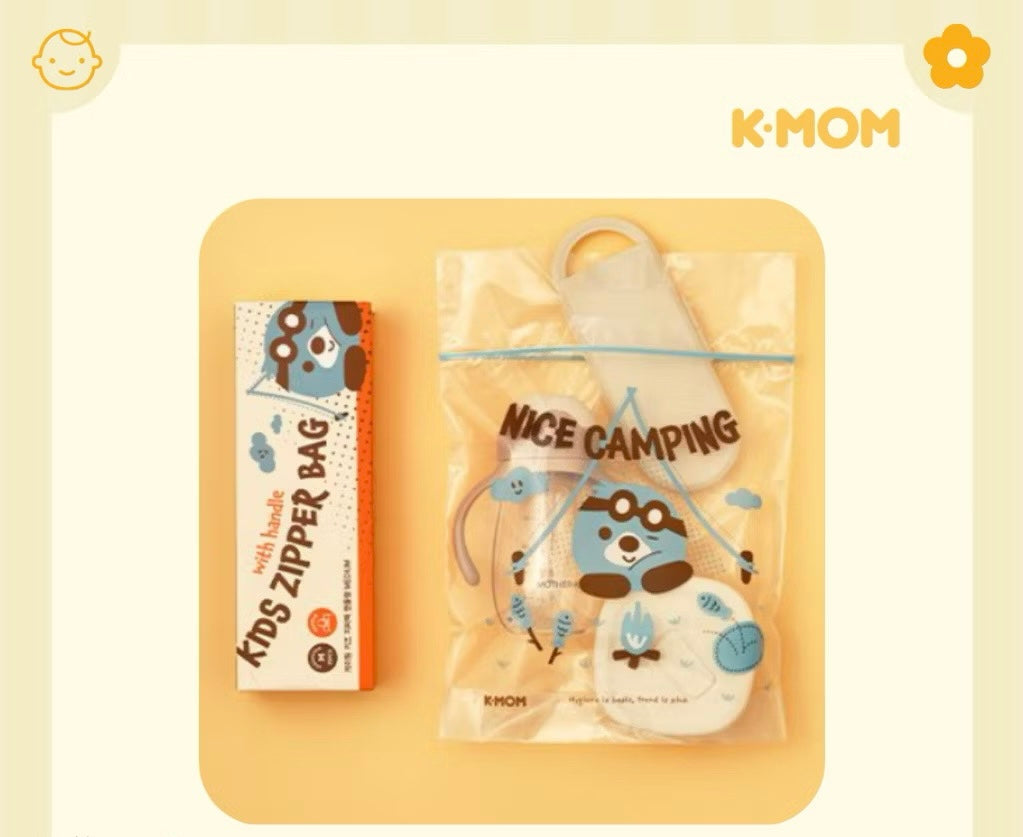 ￼K-Mom Kids Zipper Bag with Handle – Medium (Clear Transparent) - 35 pcs