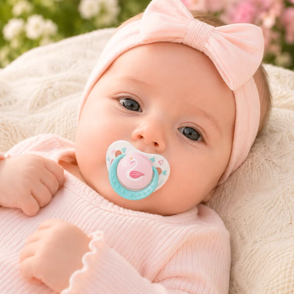 Momeasy Orthodontic Baby Soother Pacifier for Newborn & Up Baby Pacifier with Protective Cap