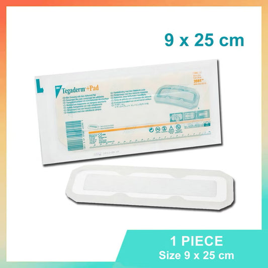 3M Tegaderm +Pad Film Dressing 9×25cm – Sterile Waterproof Wound Cover
