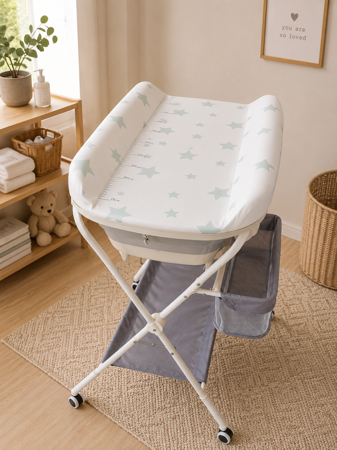 Pioletto Foldable Baby Bathtub with Stand & Nursing Table – Full Set