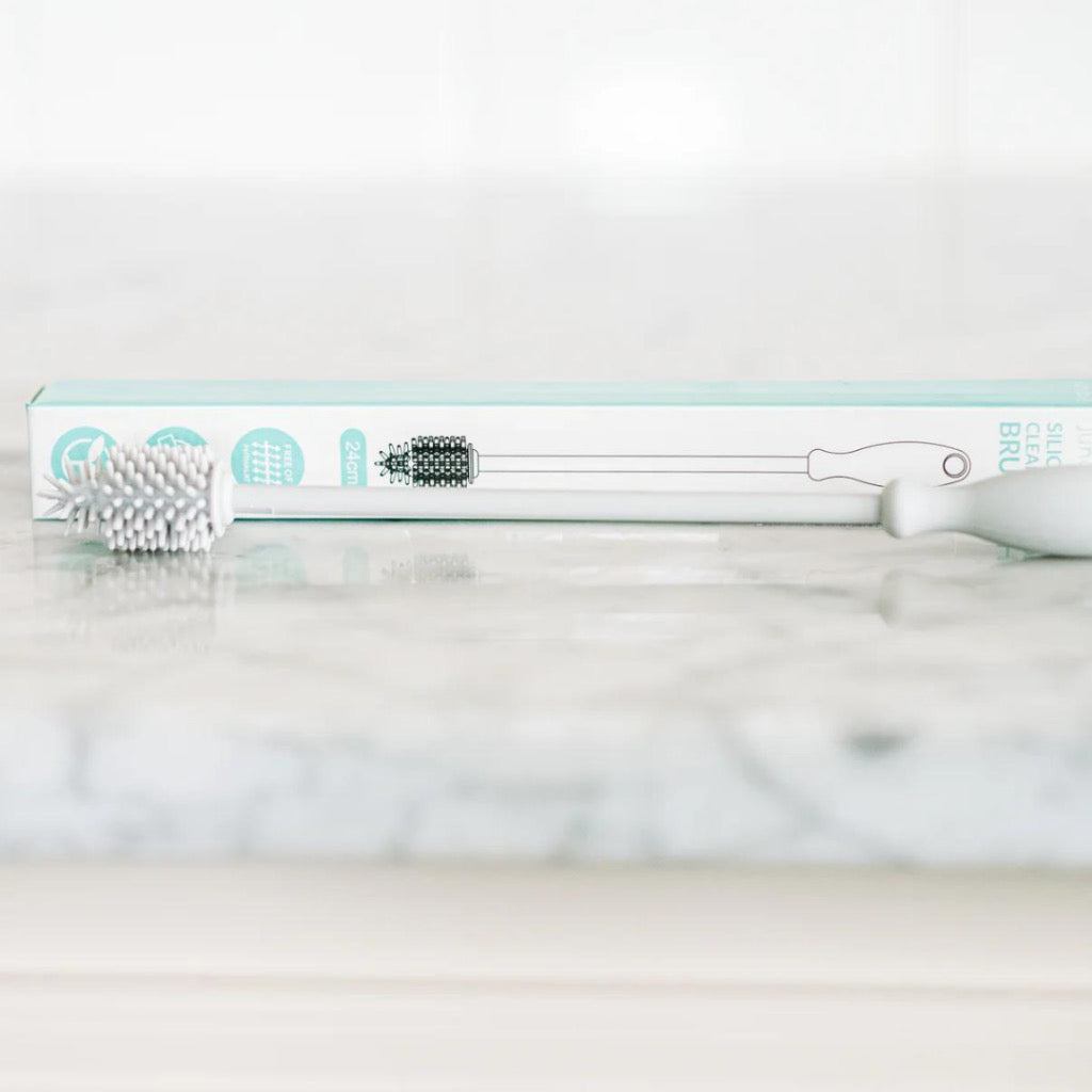 Junobie Cleaning Brush (Gray) - Silicone, For Silicone Bag, Box, and Baby Bottle Nipple