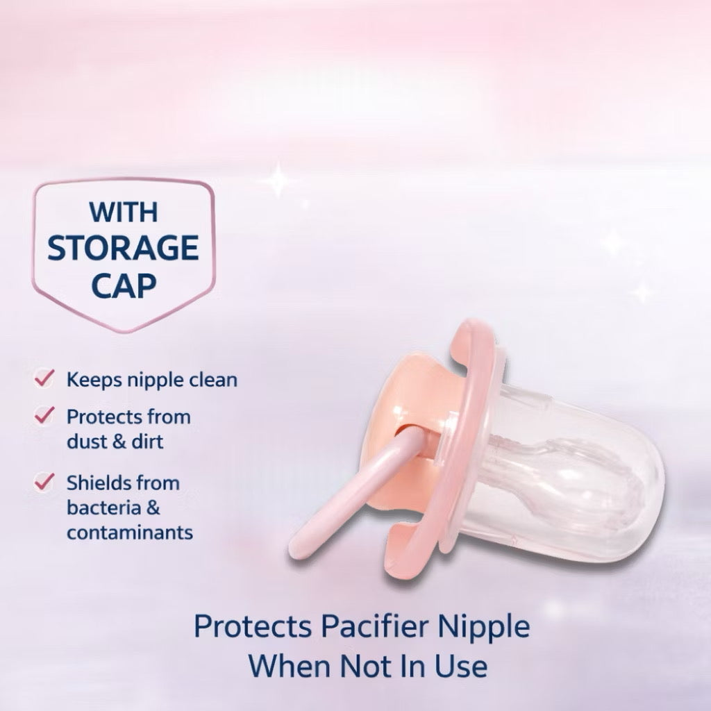 Momeasy Physiological Flathead Baby Pacifier with Safety Clip-On for 6+M Anti-Colic Baby Soother