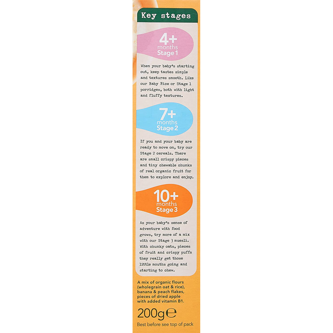 Organix Baby Food Banana, Peach & Apple Muesli 200g [10 mos+] (Organic, No Added Sugar)