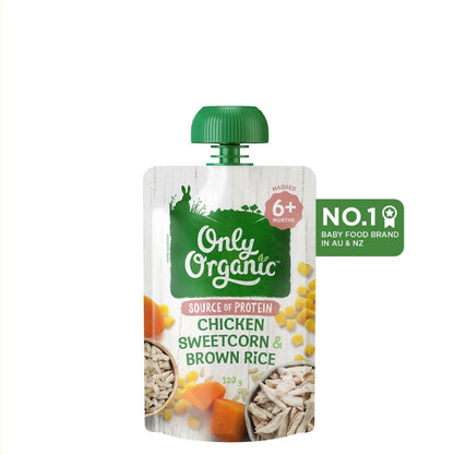Only Organic Baby Food Chicken Sweetcorn & Brown Rice 120g [6 mos+]