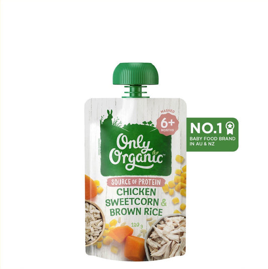 Only Organic Baby Food Chicken Sweetcorn & Brown Rice 120g [6 mos+]