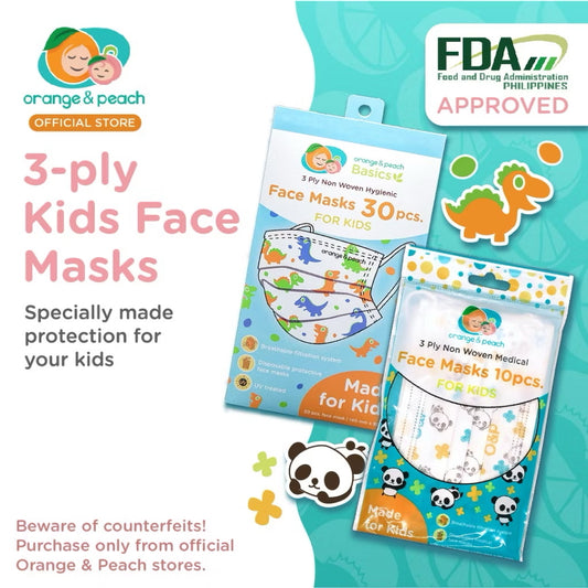 Orange and Peach Disposable Facemask Protective 3-ply Face Mask for Kids