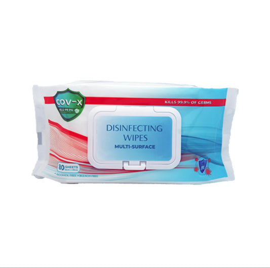 COV-X Surface Disinfectant Wipes 80 sheets, Alcohol and Bleach Free, Multi Surface Wipes