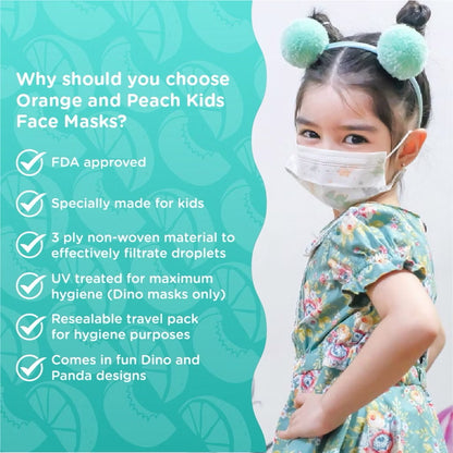 Orange and Peach Disposable Facemask Protective 3-ply Face Mask for Kids