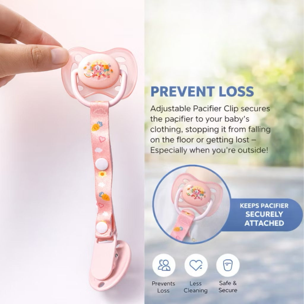 Momeasy Physiological Flathead Baby Pacifier with Safety Clip-On for 6+M Anti-Colic Baby Soother