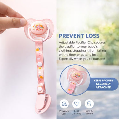 Momeasy Physiological Flathead Baby Pacifier with Safety Clip-On for 6+M Anti-Colic Baby Soother