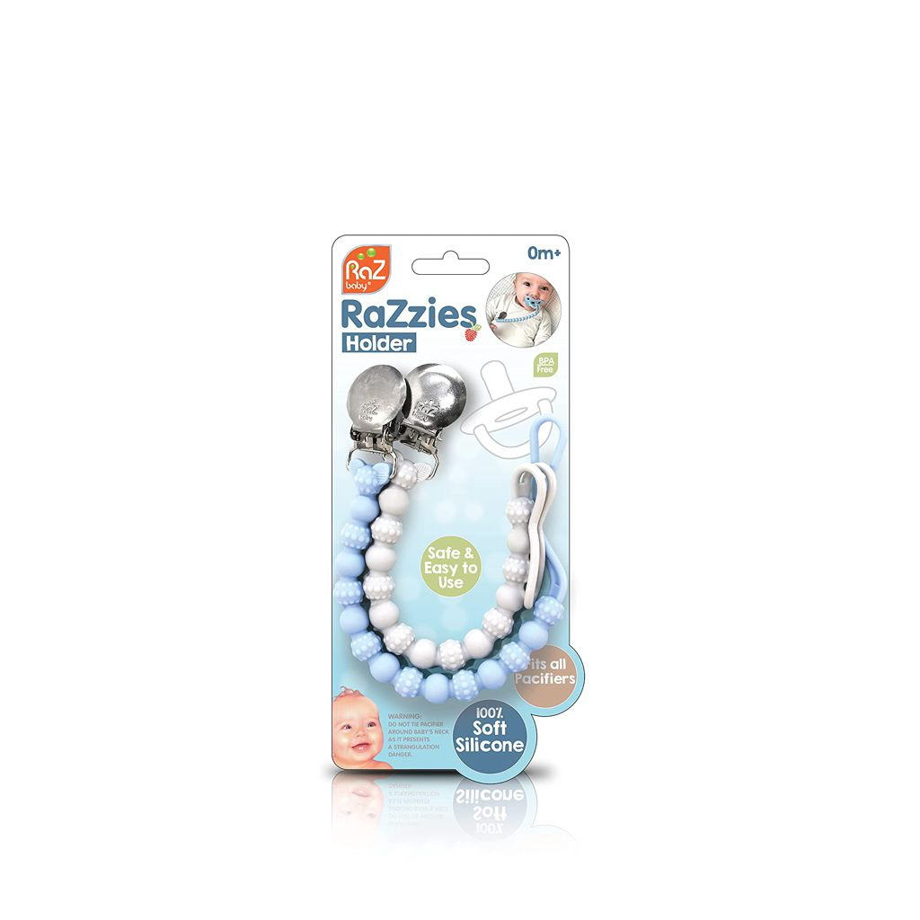 RaZbaby RaZzies Silicone Paci/Teether Holder- 2PK