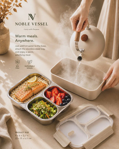Noble Vessel Premium Stainless Steel Lunch Box in Nourish Trio