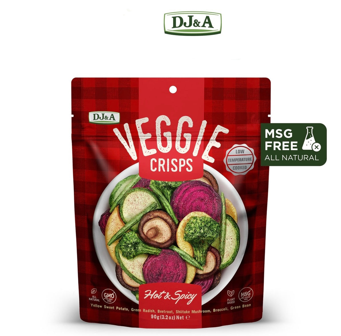 DJ&A Veggie Crisps Hot & Spicy 90g (All Natural, No Added MSG, No GMO)