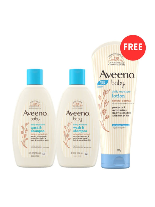 Baby Daily Moisture Wash & Shampoo (236ml) x 2 with FREE Lotion 227g
